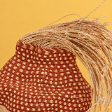 Handwoven sculptural basket- natural and terracotta