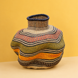 Handwoven sculptural basket - multicolour
