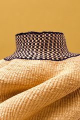 Handwoven sculptural basket - natural and black