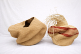 Natural and red decor basket - SAFI-RW11