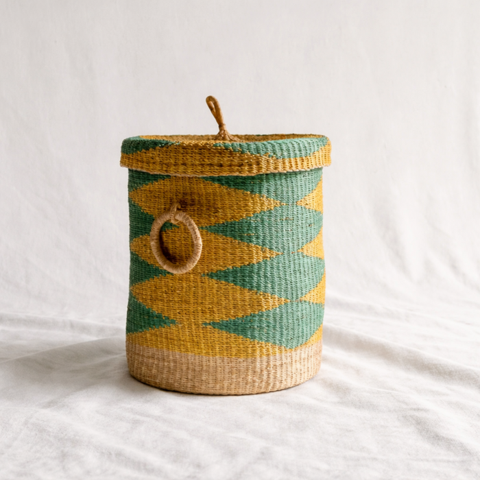 Handwoven laundry Basket with cover