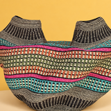 Handwoven sculptural basket - multicolour