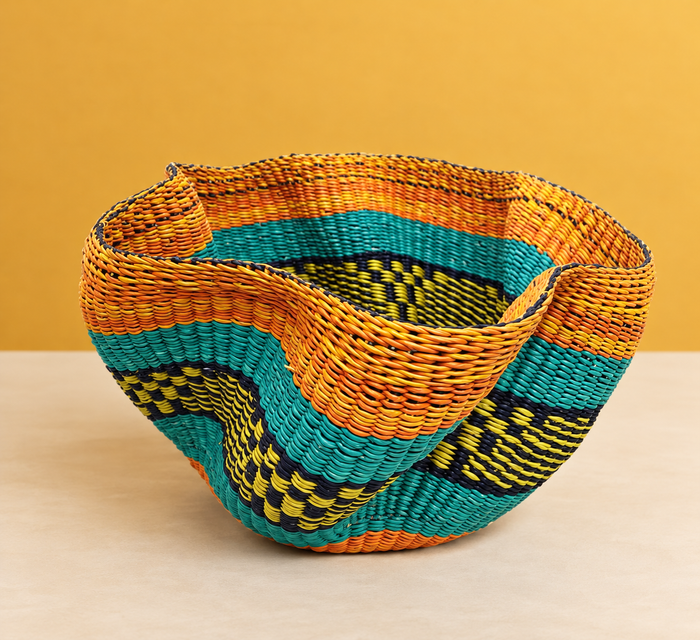Bolga Wave Basket- multicolour
