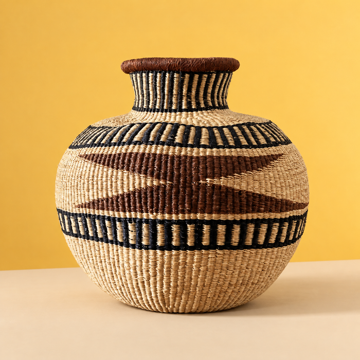 Handwoven bolga pot basket