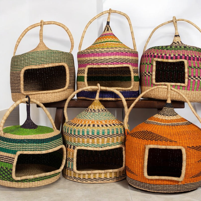 Kunle Handwoven Bolga Cat Basket