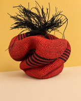 Handwoven sculptural basket - red and black