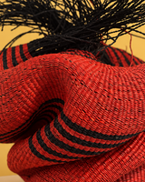 Handwoven sculptural basket - red and black