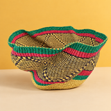 Handwoven wave bolga basket- multicolour