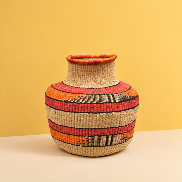 Handwoven bolga pot basket