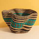 Handwoven wave bolga basket- multicolour