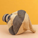 Handwoven sculptural basket - natural and black